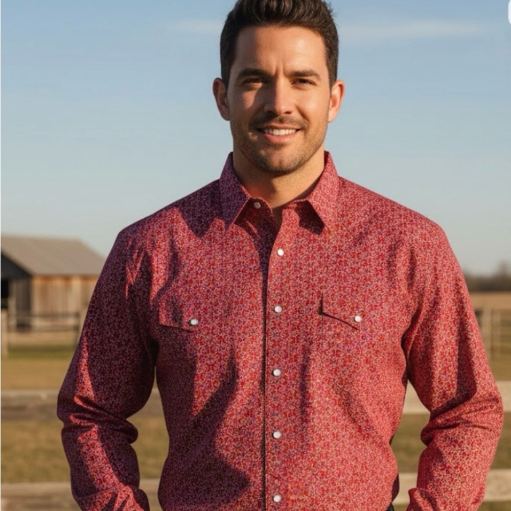 Panhandle NWOT Men's Red Cowboy Western Shirt Pearl Snaps XXL